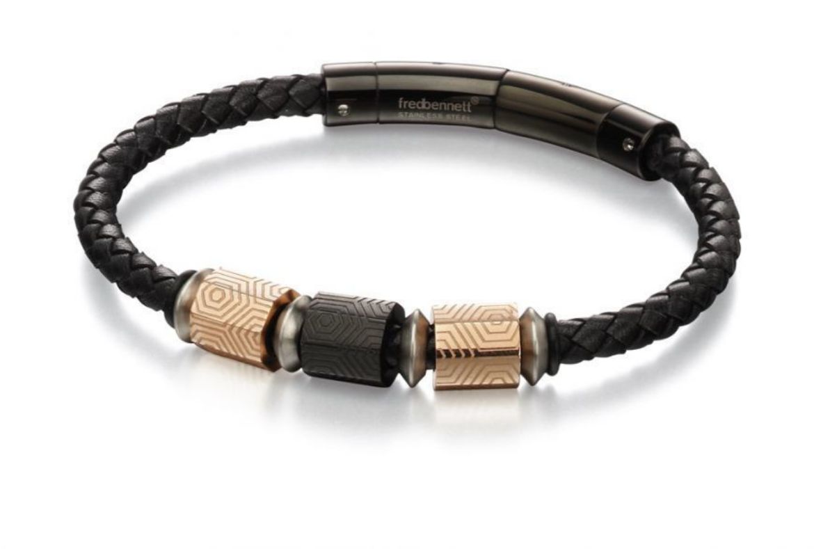 Picture of S/STL BLK RSE GLD LTHR Bead BR
