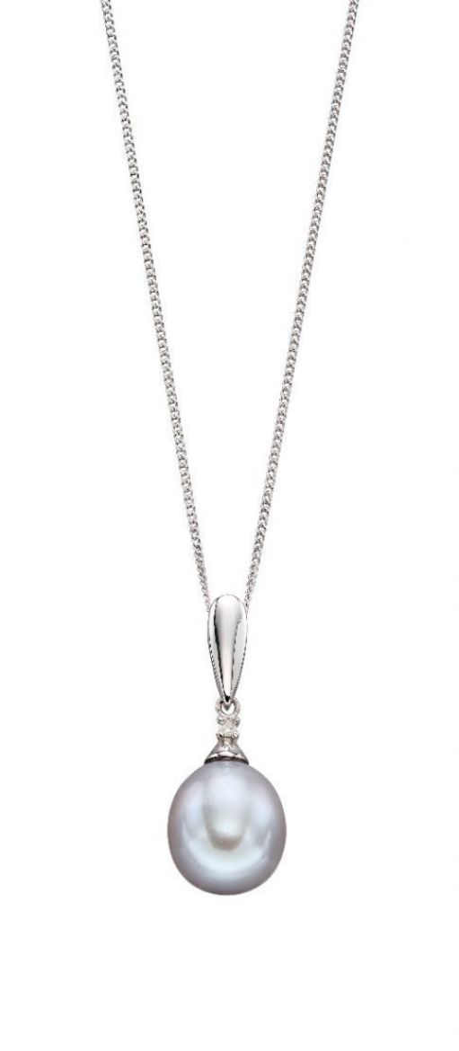 Picture of Grey Pearl and Diamond Necklace