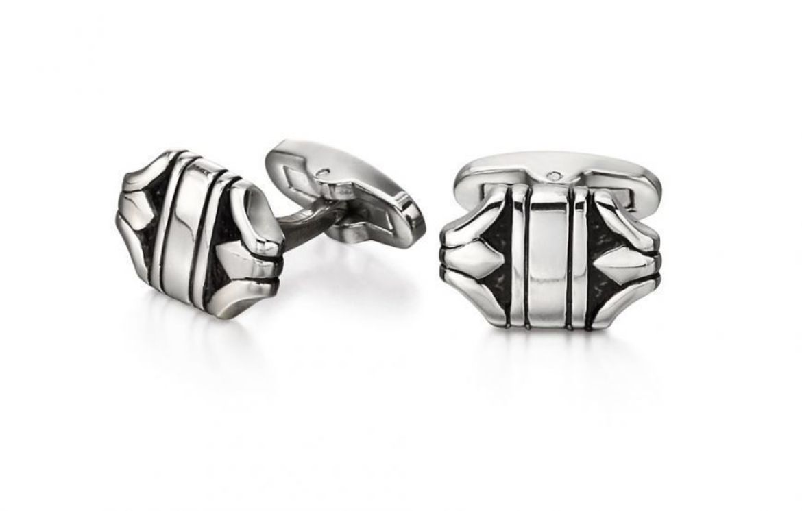 Picture of Stainless Steel Textured Cufflinks In Unusual Shape