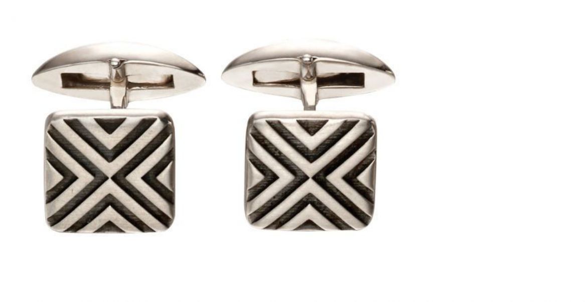 Picture of Sterling Silver Oxidised Linear Cufflinks