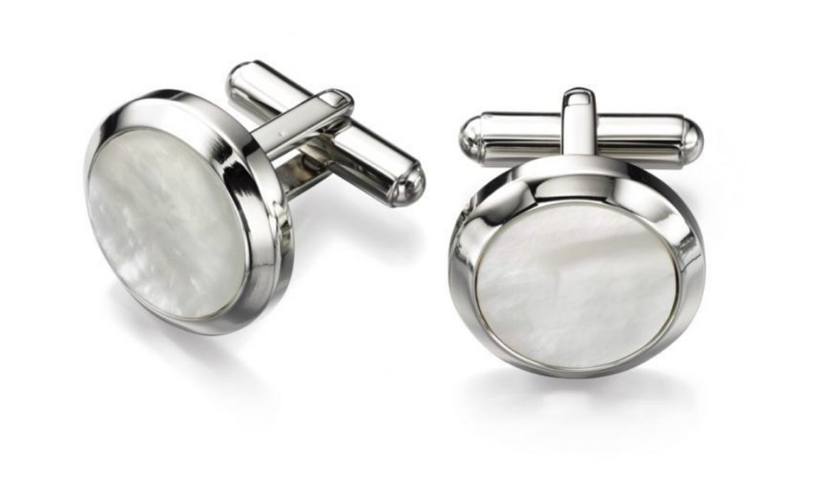 Picture of Steel White Mop Round Cufflinks