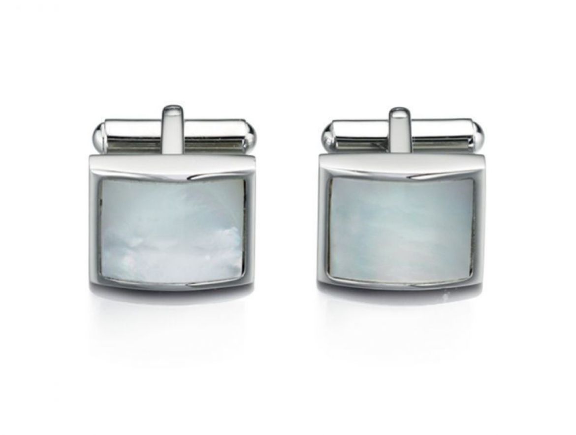 Picture of Stainless Steel White Mother Of Pearl Cufflink