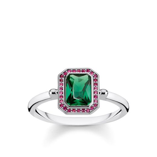 Picture of Green and Pink Ring in Silver