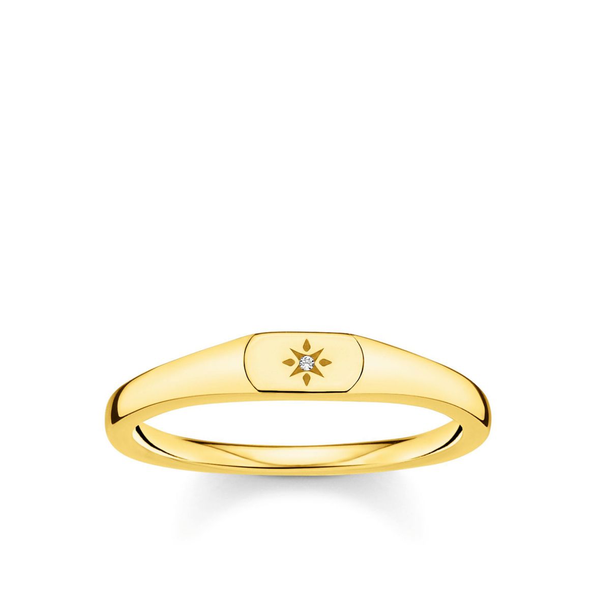 Picture of Small Star Signet Ring in Gold