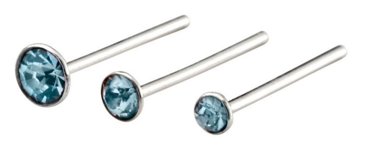 Picture of Set of 3 Aqua Nose Studs