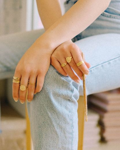 Picture of Artisan Stamped Stacking Ring 18ct Gold Plate