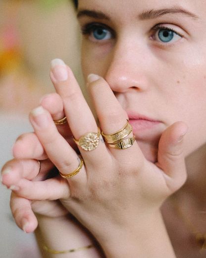 Picture of Artisan Stamped Stacking Ring 18ct Gold Plate