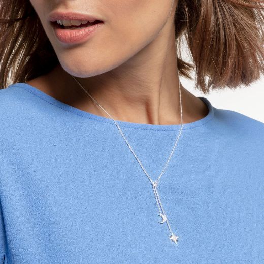 Picture of Star and Moon Necklace in Silver