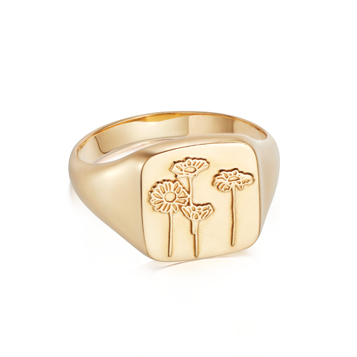 Picture of Floriography Wild Daisies Signet Ring 18ct Gold Plate