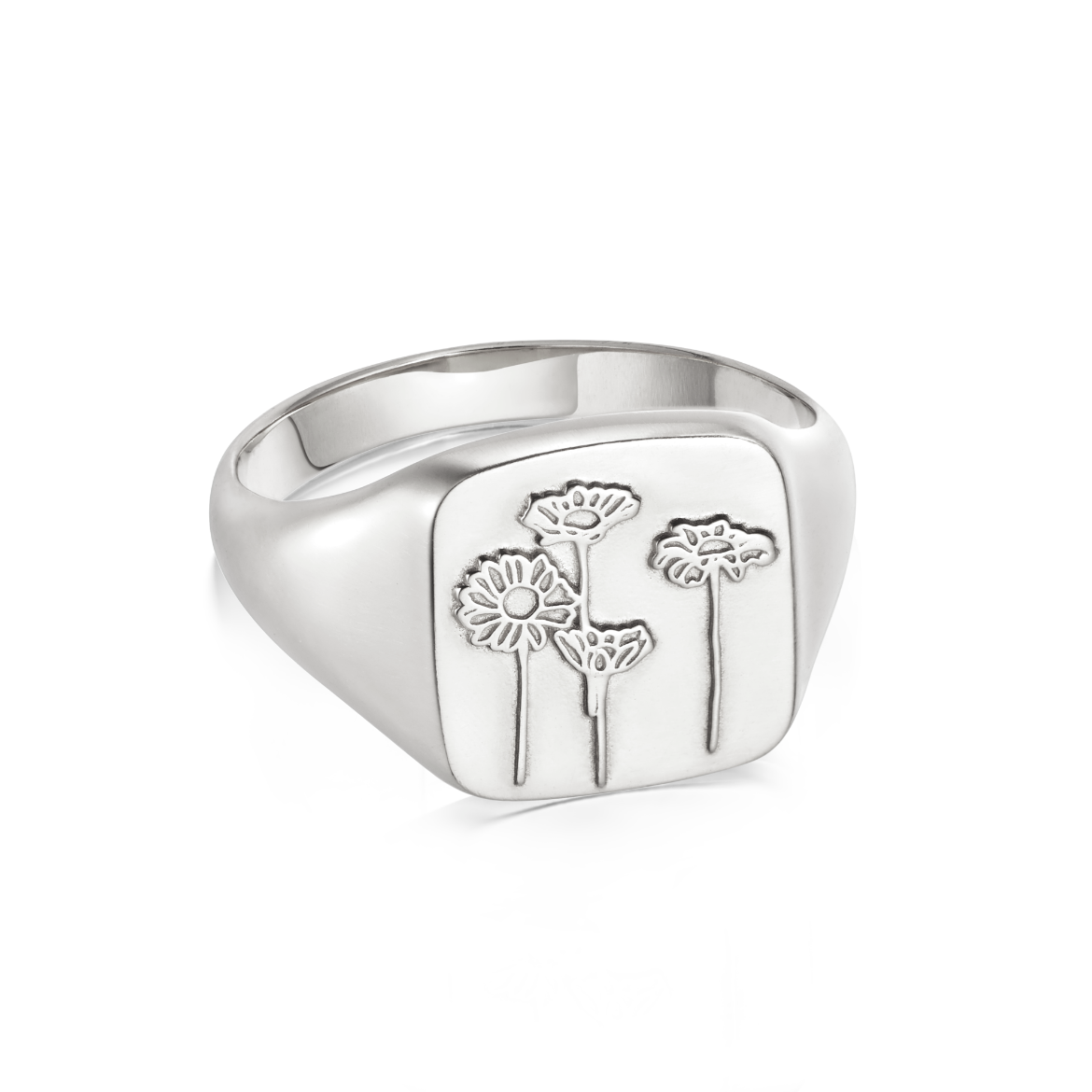Picture of Floriography Wild Daisies Signet Ring Sterling Silver