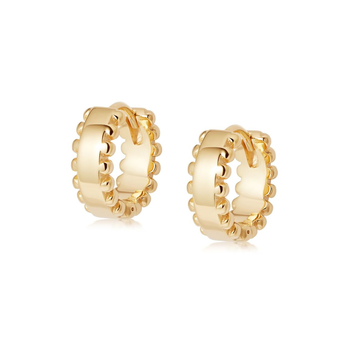 Picture of Stacked Beaded Huggie Hoop Earrings 18Ct Gold Plate