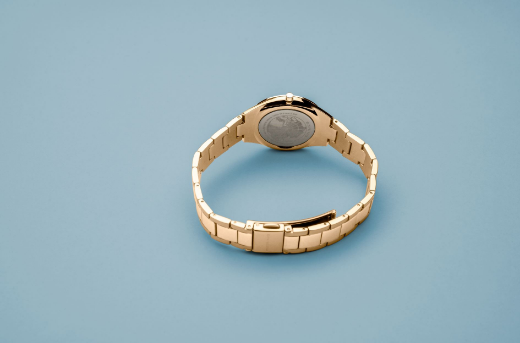 Picture of Ultra Slim Polished Brushed Gold Watch with White Dial