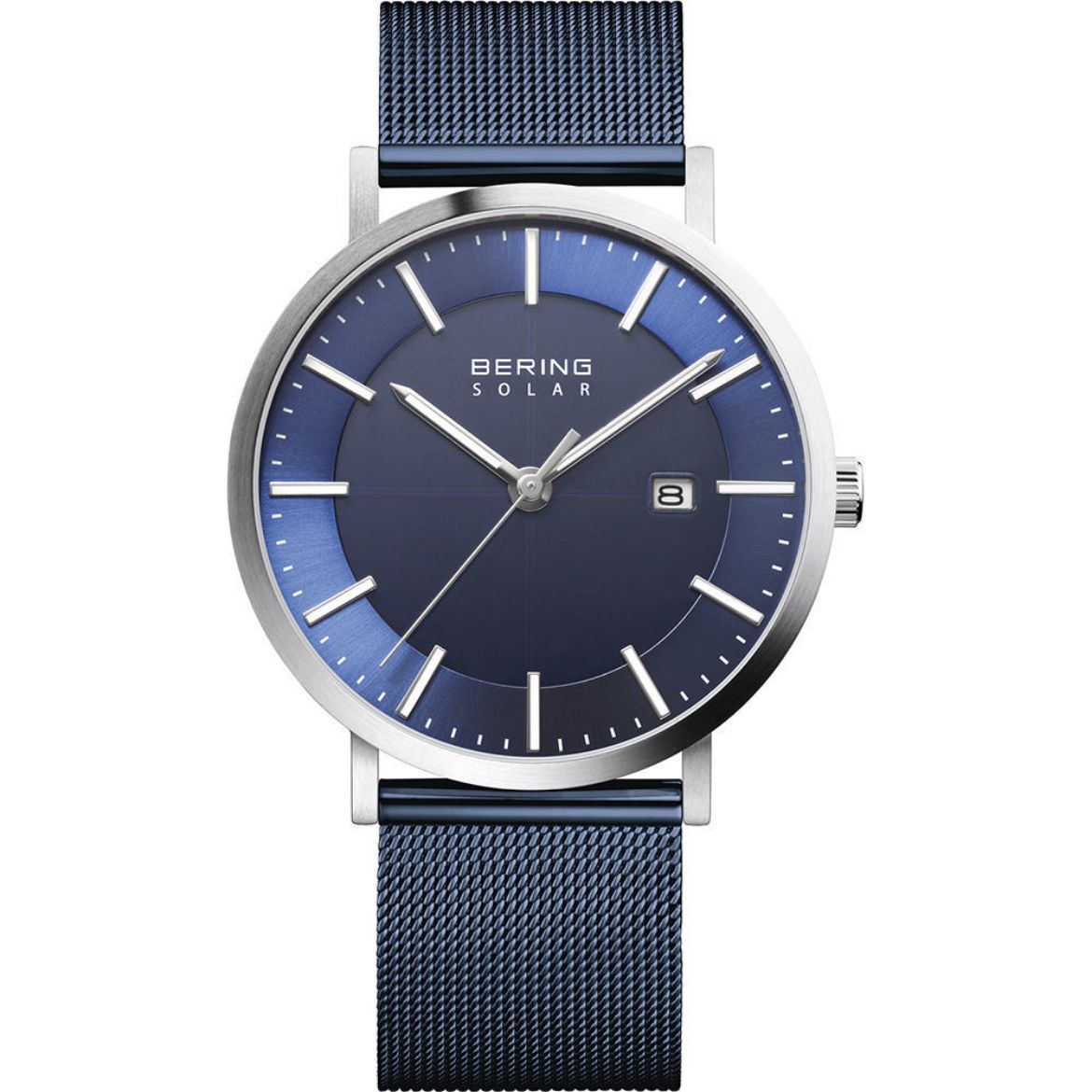 Picture of Solar Brushed Silver Watch with Blue Dial