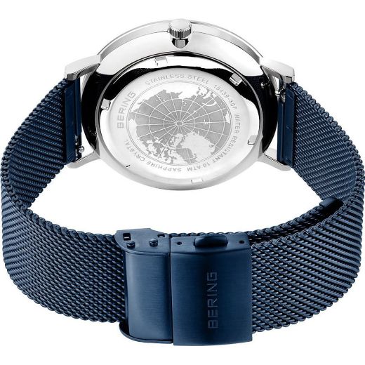 Picture of Solar Brushed Silver Watch with Blue Dial