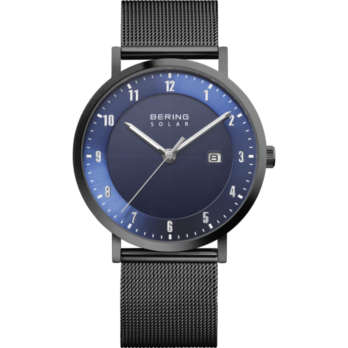 Picture of Solar Brushed Black Watch with Blue Dial