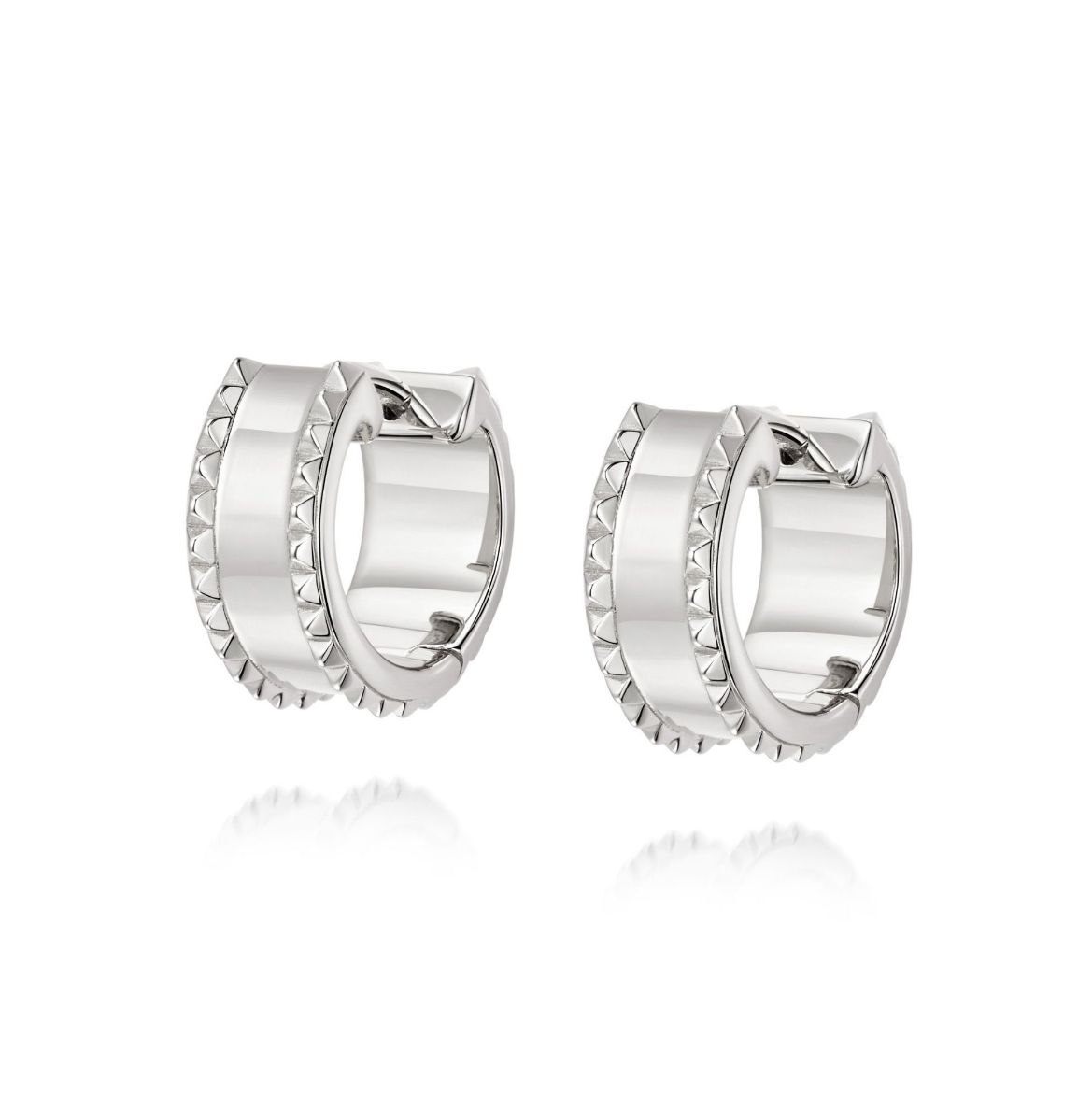 Picture of Vivienne Huggie Hoop Earrings in Silver