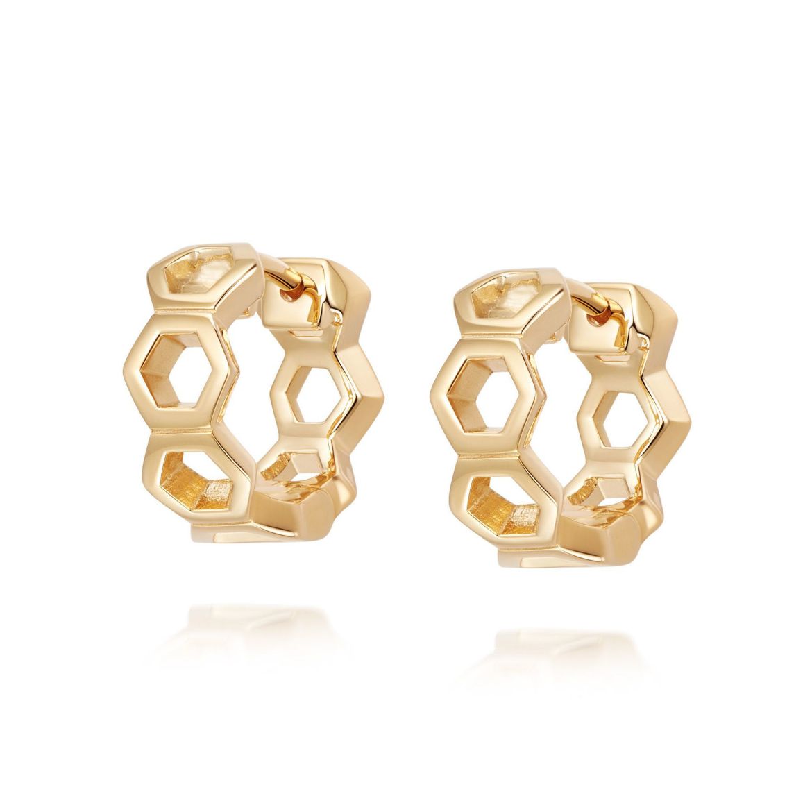 Picture of Malala Huggie Hoop Earrings 18ct Gold Plate