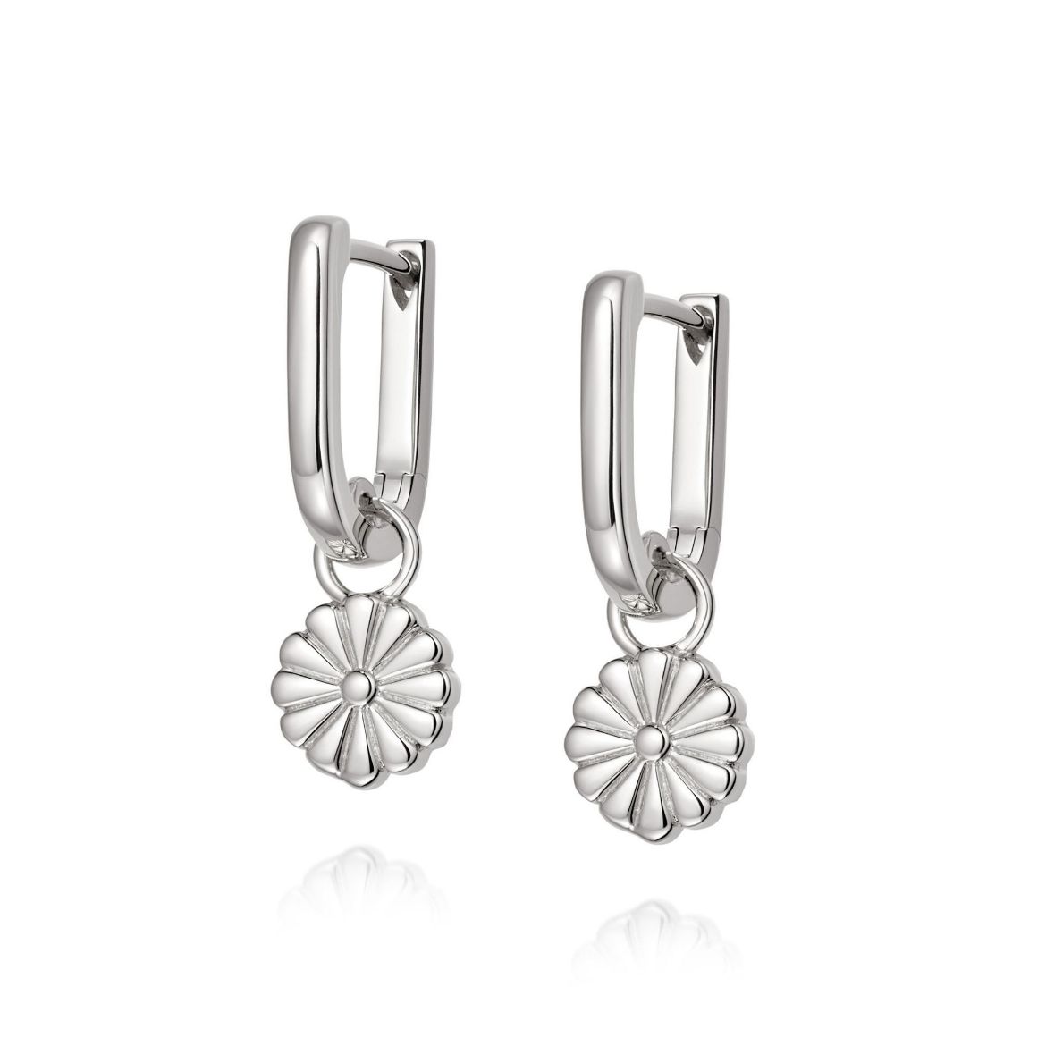 Picture of Daisy Bloom Drop Huggies Sterling Silver