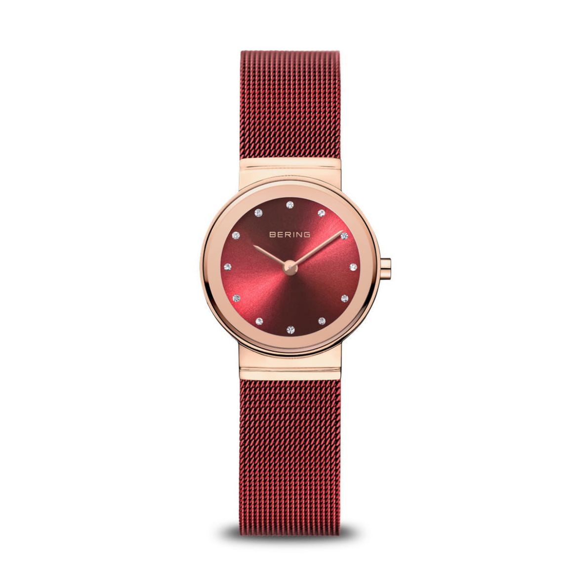 Picture of Classic Red and Rose Gold Watch with Red Mesh Strap