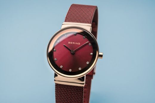 Picture of Classic Red and Rose Gold Watch with Red Mesh Strap