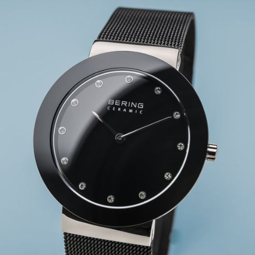 Picture of Ceramic Watch with Black Mesh Strap