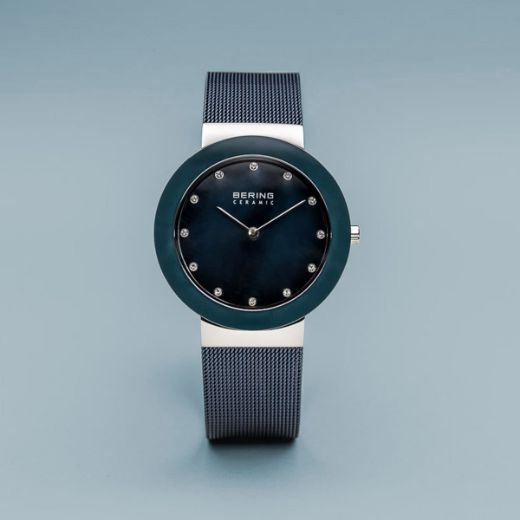 Picture of Ceramic Watch with Blue Mesh Strap