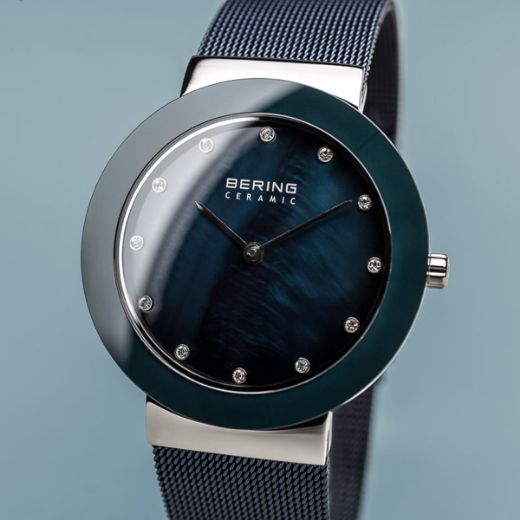 Picture of Ceramic Watch with Blue Mesh Strap