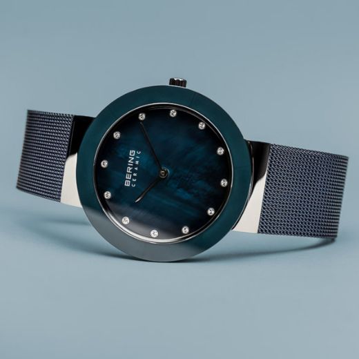 Picture of Ceramic Watch with Blue Mesh Strap