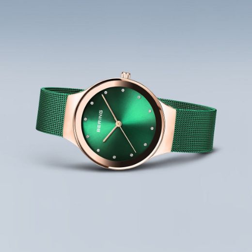 Picture of Classic Green and Rose Gold Mesh Watch