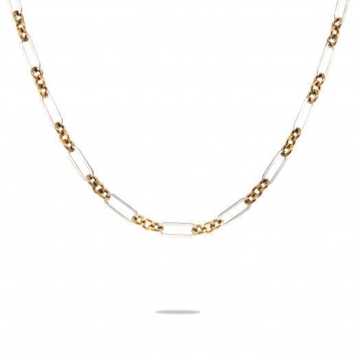 Picture of 9ct Yellow & White Gold Figaro T-Bar Necklace