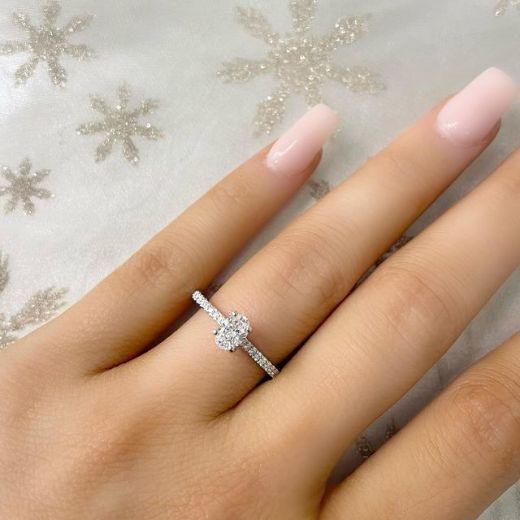 Picture of Platinum Oval Cut Diamond Ring GIA Certified