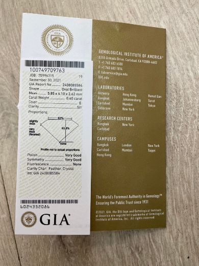 Picture of Platinum Oval Cut Diamond Ring GIA Certified