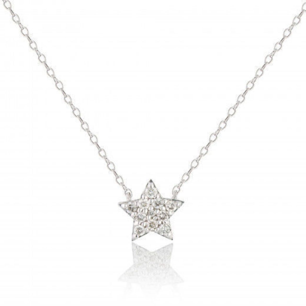Picture of 9ct White Gold Diamond Star Necklace