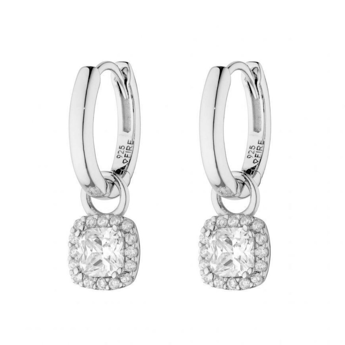 Picture of Square Halo Drop Earrings