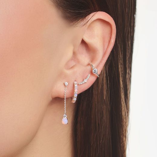 Rue 5 Jewellers. Single Ear Stud Vintage Shimmering Pink Opal
