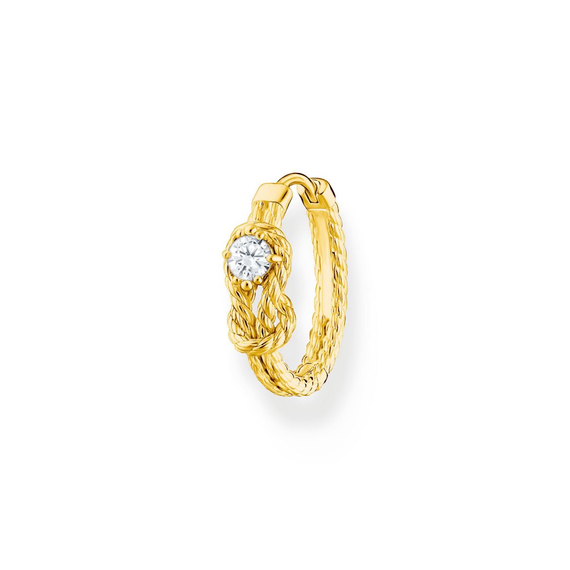 Picture of Single Hoop Earring With Knot And Cubic Zirconia In Gold