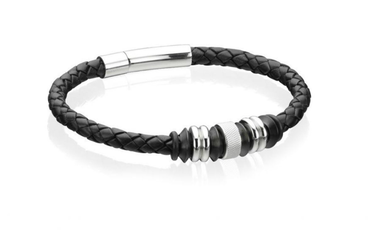 Picture of Black Leather Disc Bracelet