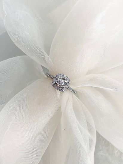 Picture of 9ct White Gold Halo Cushion Diamond Ring