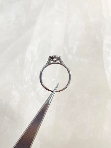 Picture of 9ct White Gold Halo Cushion Diamond Ring