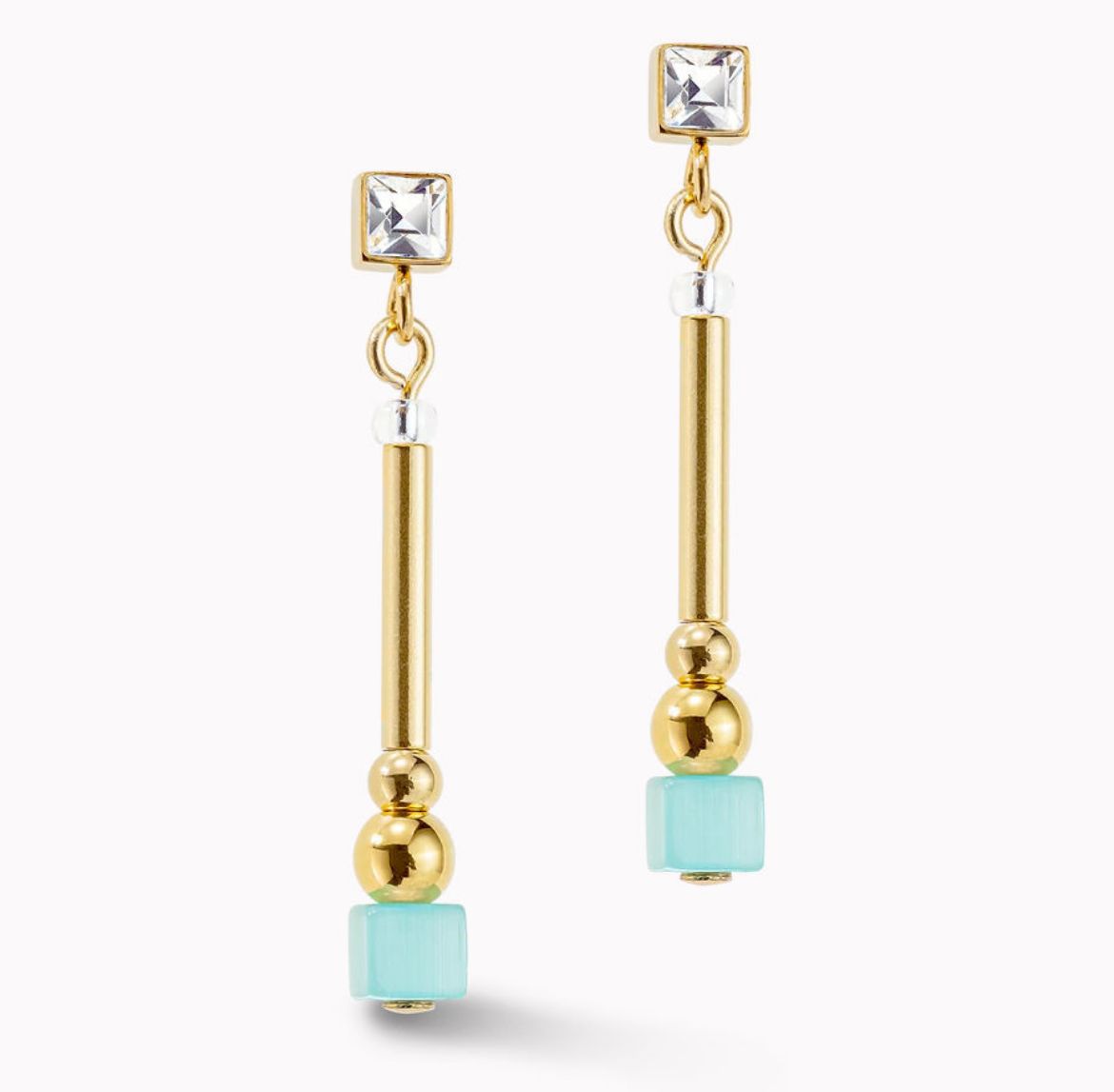 Picture of Brilliant Square Layer Earrings Gold Multicoloured