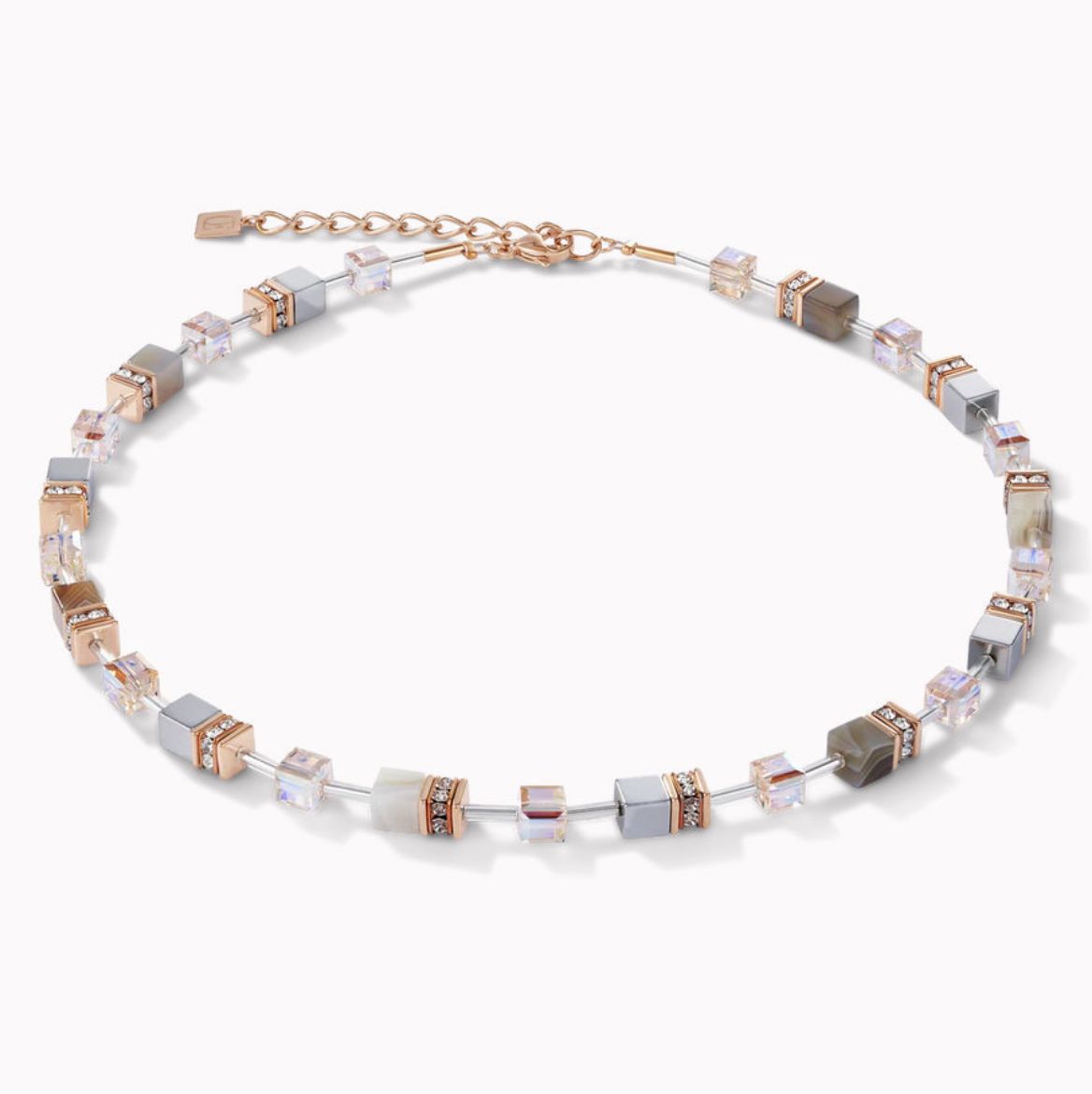 Picture of Geocube Botswana Agate And Haematite Apricot Necklace