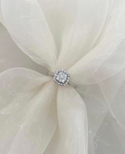 Picture of Platinum Cushion Shaped Diamond Cluster Ring