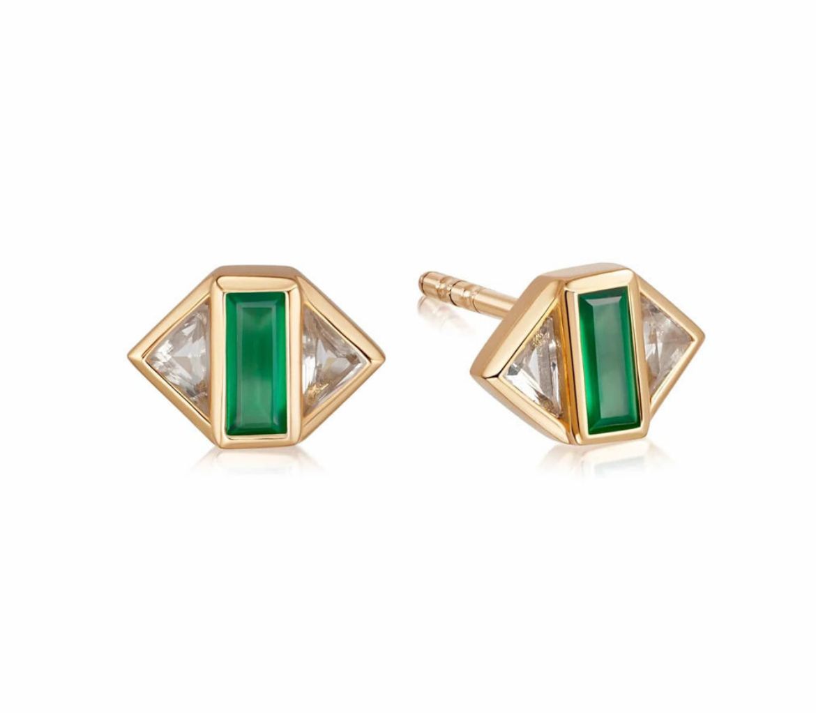 Picture of Beloved Green Onyx Stud Earrings 18ct Gold Plate
