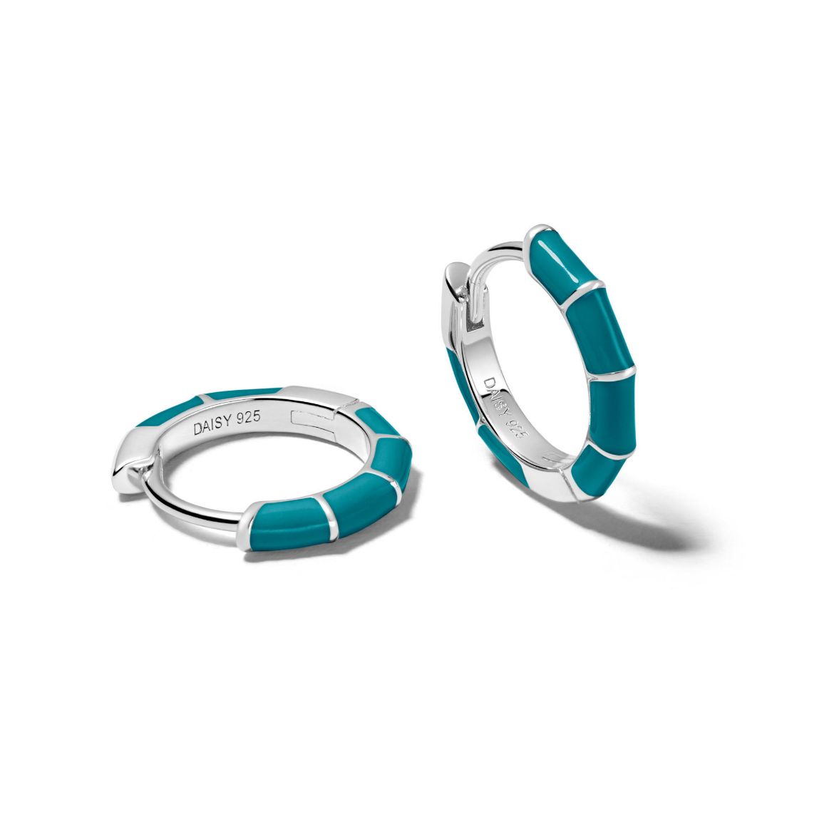 Picture of Teal Stripe Huggies Hoop Earrings