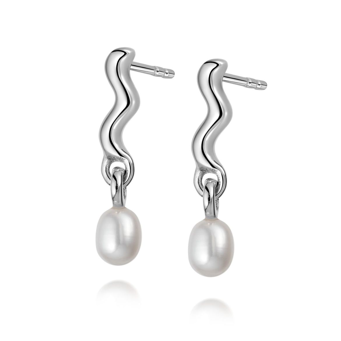 Picture of Treasures Wave Seed Pearl Stud Earrings