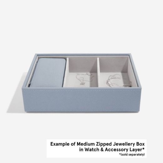 Picture of Dusky Blue Medium Zipped Jewellery Box