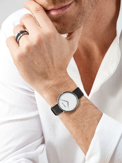 Picture of Classic White Dial with Black Leather Strap Watch