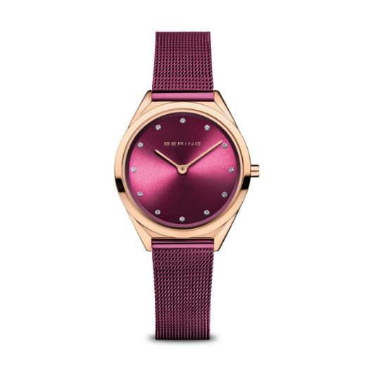 Picture of Purple Ultra Slim Ladies Watch with Mesh Strap
