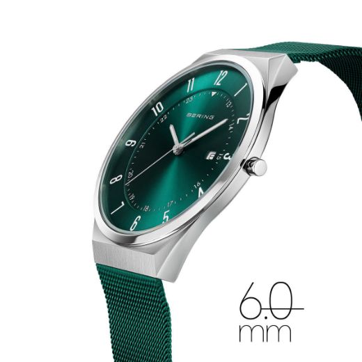 Picture of Teal Ultra Slim Gents Watch with Numbered Dial and Mesh Strap