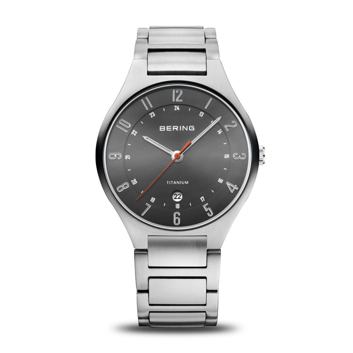 Picture of Titanium Gents Watch with Grey Dial and Orange Second Hand